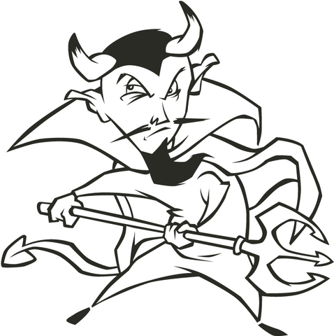 Demon With Spear  Coloring Page